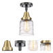 Franklin Restoration Bell LED 5 inch Black Antique Brass Flush Mount Ceiling Light in Deco Swirl Glass