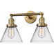 Franklin Restoration Large Cone LED 8 inch Brushed Brass Bath Vanity Light Wall Light in Clear Glass, Franklin Restoration
