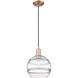 Arcadia Rochester 1 Light 10 inch Antique Copper Mini Pendant Ceiling Light in Clear