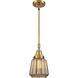 Franklin Restoration Chatham LED 6 inch Brushed Brass Mini Pendant Ceiling Light in Mercury Glass