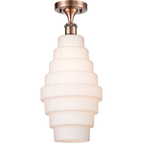 Ballston Cascade LED 8.25 inch Antique Copper Semi-Flush Mount Ceiling Light in White