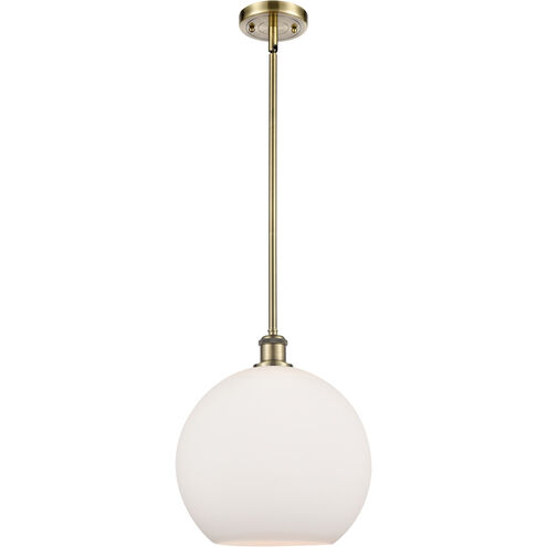 Ballston Athens 1 Light 12 inch Antique Brass Mini Pendant Ceiling Light in Matte White Glass