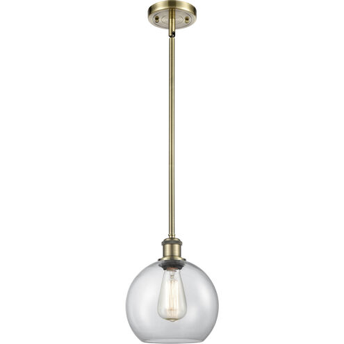 Ballston Athens LED 8 inch Antique Brass Pendant Ceiling Light in Clear Glass, Ballston