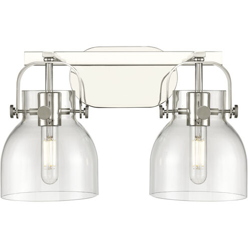 Pilaster II Bell 2 Light 17 inch Polished Nickel Bath Vanity Light Wall Light in Clear Glass