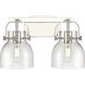 Pilaster II Bell 2 Light 17 inch Polished Nickel Bath Vanity Light Wall Light in Clear Glass