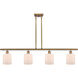 Ballston Cobbleskill 4 Light 48 inch Brushed Brass Island Light Ceiling Light in Matte White Glass, Ballston