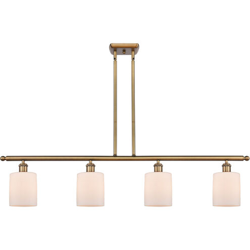 Ballston Cobbleskill 4 Light 48 inch Brushed Brass Island Light Ceiling Light in Matte White Glass, Ballston