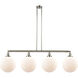Franklin Restoration XX-Large Beacon 4 Light 56 inch Polished Nickel Island Light Ceiling Light in Matte White Glass, Franklin Restoration