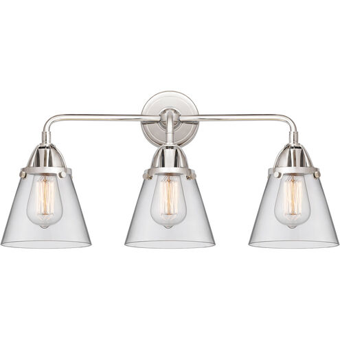 Nouveau 2 Small Cone 3 Light 24 inch Polished Chrome Bath Vanity Light Wall Light in Clear Glass