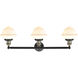 Franklin Restoration Small Oxford LED 34 inch Black Antique Brass Bath Vanity Light Wall Light in Matte White Glass, Franklin Restoration