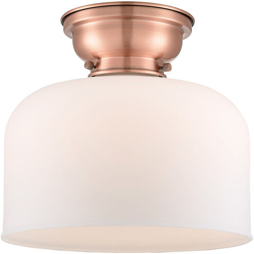 Aditi X-Large Bell LED 12 inch Antique Copper Flush Mount Ceiling Light in Matte White Glass, Aditi