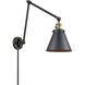 Appalachian 30 inch 3.5 watt Black Antique Brass Swing Arm Wall Light in Matte Black, Franklin Restoration