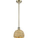 Woven Rattan 1 Light 8 inch Antique Brass Pendant Ceiling Light