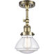Franklin Restoration Olean LED 7 inch Antique Brass Semi-Flush Mount Ceiling Light in Clear Glass, Franklin Restoration