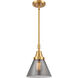 Franklin Restoration X-Large Cone 1 Light 12 inch Satin Gold Mini Pendant Ceiling Light in Light Smoke Glass