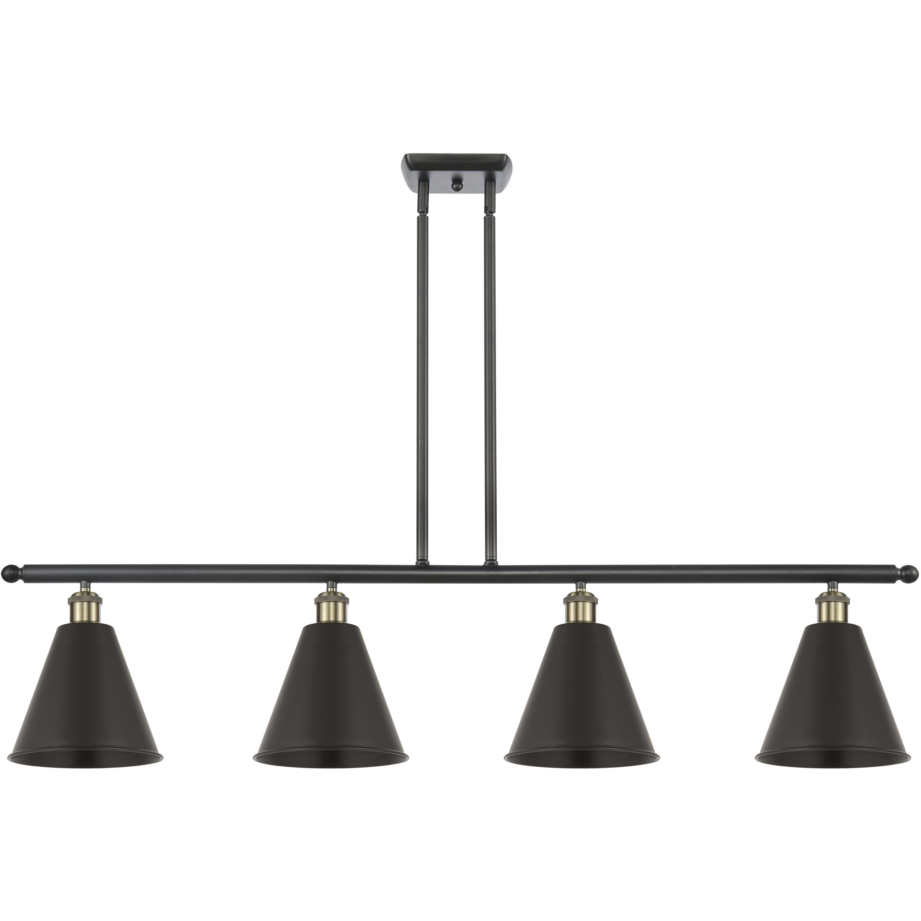 Ballston Cone 4 Light 48 inch Black Antique Brass Island Light Ceiling Light
