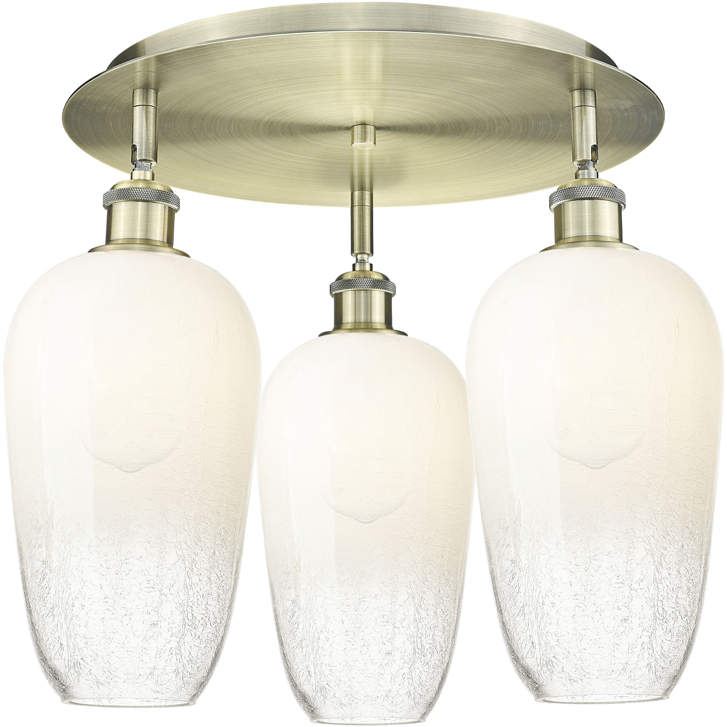 Ballston Brookhaven Flute 3 Light 19 inch Antique Brass Flush Mount Ceiling Light in Opal Glass