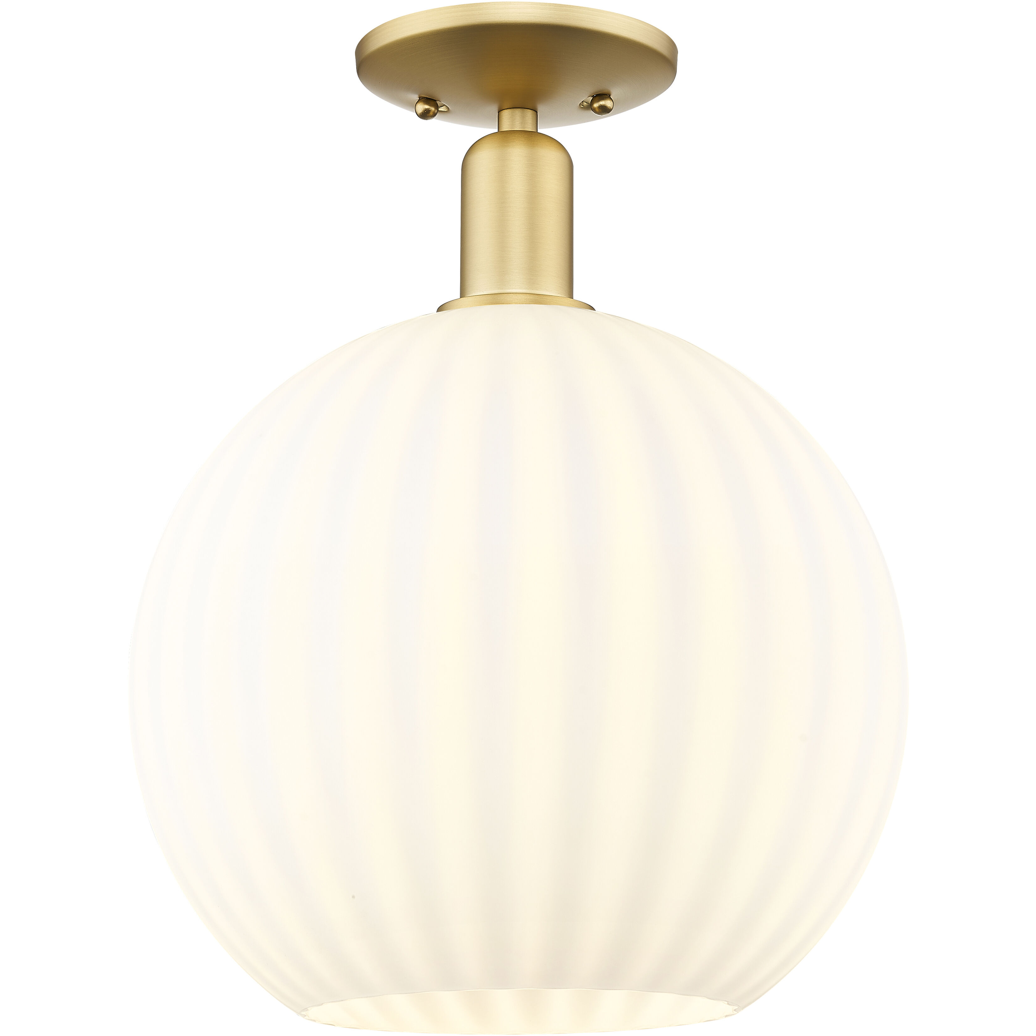 Arcadia White Venetian 1 Light 12 inch Satin Gold Semi-Flush Mount Ceiling Light