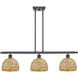 Woven Rattan 3 Light 36 inch Oil Rubbed Bronze Island Light Ceiling Light in Oil Rubbed Bronze and Natural