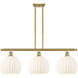 Ballston White Venetian 3 Light 36.5 inch Satin Gold Stem Hung Island Light Ceiling Light