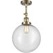 Franklin Restoration XX-Large Beacon LED 12 inch Antique Brass Semi-Flush Mount Ceiling Light in Seedy Glass, Franklin Restoration