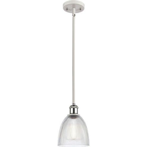 Ballston Castile 1 Light 6 inch White and Polished Chrome Pendant Ceiling Light in Clear Glass, Ballston