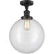 Franklin Restoration XX-Large Beacon LED 12 inch Matte Black Semi-Flush Mount Ceiling Light in Clear Glass, Franklin Restoration