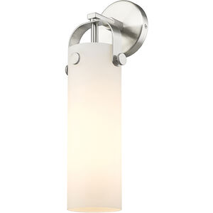 Pilaster 1 Light 4.88 inch Satin Nickel Sconce Wall Light in Matte White Glass