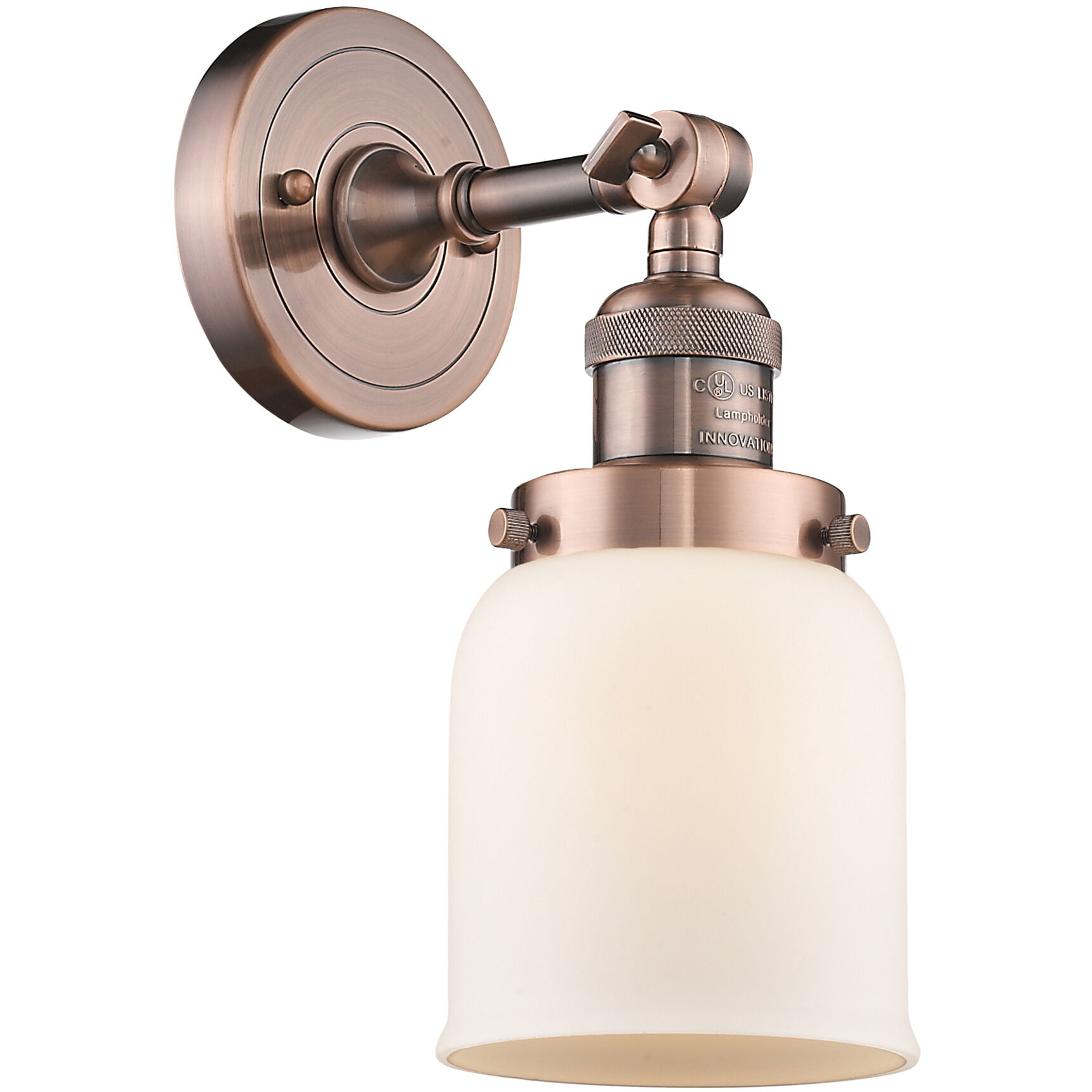 Franklin Restoration Small Bell 1 Light 5 inch Antique Copper Semi-Flush Mount Ceiling Light in Matte White Glass, Franklin Restoration