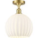 Edison White Venetian 1 Light 10 inch Satin Gold Semi-Flush Mount Ceiling Light