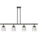 Ballston Small Bell 4 Light 48 inch Black Antique Brass Island Light Ceiling Light in Seedy Glass