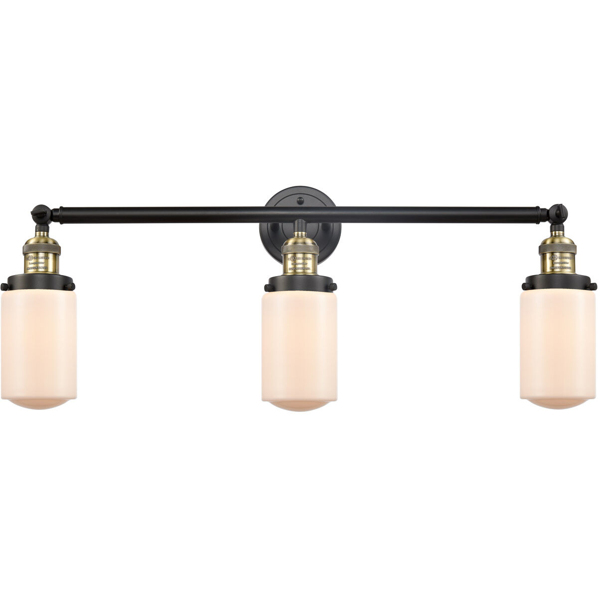Franklin Restoration Dover 3 Light 31 inch Black Antique Brass Bath Vanity Light Wall Light in Matte White Glass, Franklin Restoration