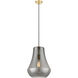 Fairfield 1 Light 12 inch Satin Gold Mini Pendant Ceiling Light in Plated Smoke Glass