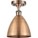 Metal Bristol 1 Light 7.5 inch Antique Copper Semi-Flush Mount Ceiling Light