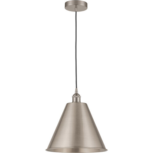 Edison Cone LED 12 inch Brushed Satin Nickel Mini Pendant Ceiling Light