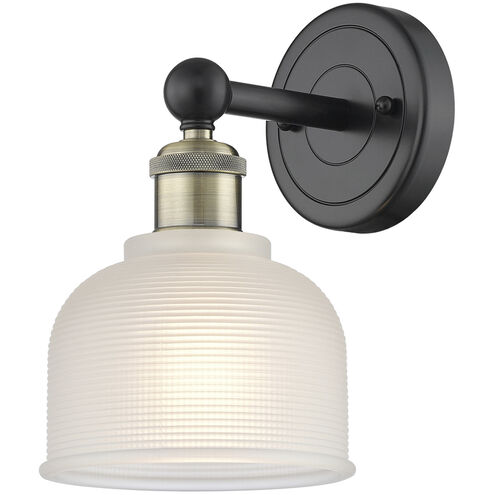 Dayton 1 Light 5.5 inch Black Antique Brass and White Sconce Wall Light