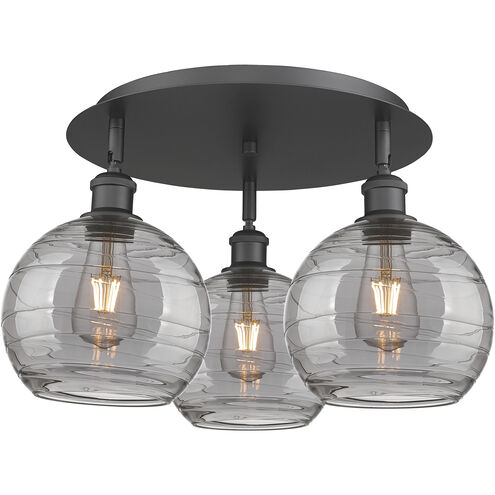 Athens Deco Swirl 3 Light 19.75 inch Matte Black Flush Mount Ceiling Light