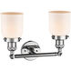 Franklin Restoration Small Bell 2 Light 16 inch Polished Chrome Bath Vanity Light Wall Light in Matte White Glass, Franklin Restoration