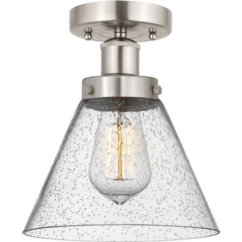 Cone 1 Light 7.75 inch Brushed Satin Nickel Semi-Flush Mount Ceiling Light
