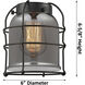 Franklin Restoration Small Bell Cage LED 5 inch Black Antique Brass Semi-Flush Mount Ceiling Light in Seedy Glass, Franklin Restoration