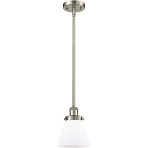 Ballston Small Cone LED 6 inch Brushed Satin Nickel Pendant Ceiling Light in Matte White Glass, Ballston