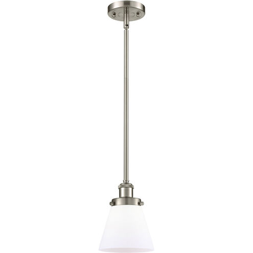Ballston Small Cone LED 6 inch Brushed Satin Nickel Pendant Ceiling Light in Matte White Glass, Ballston