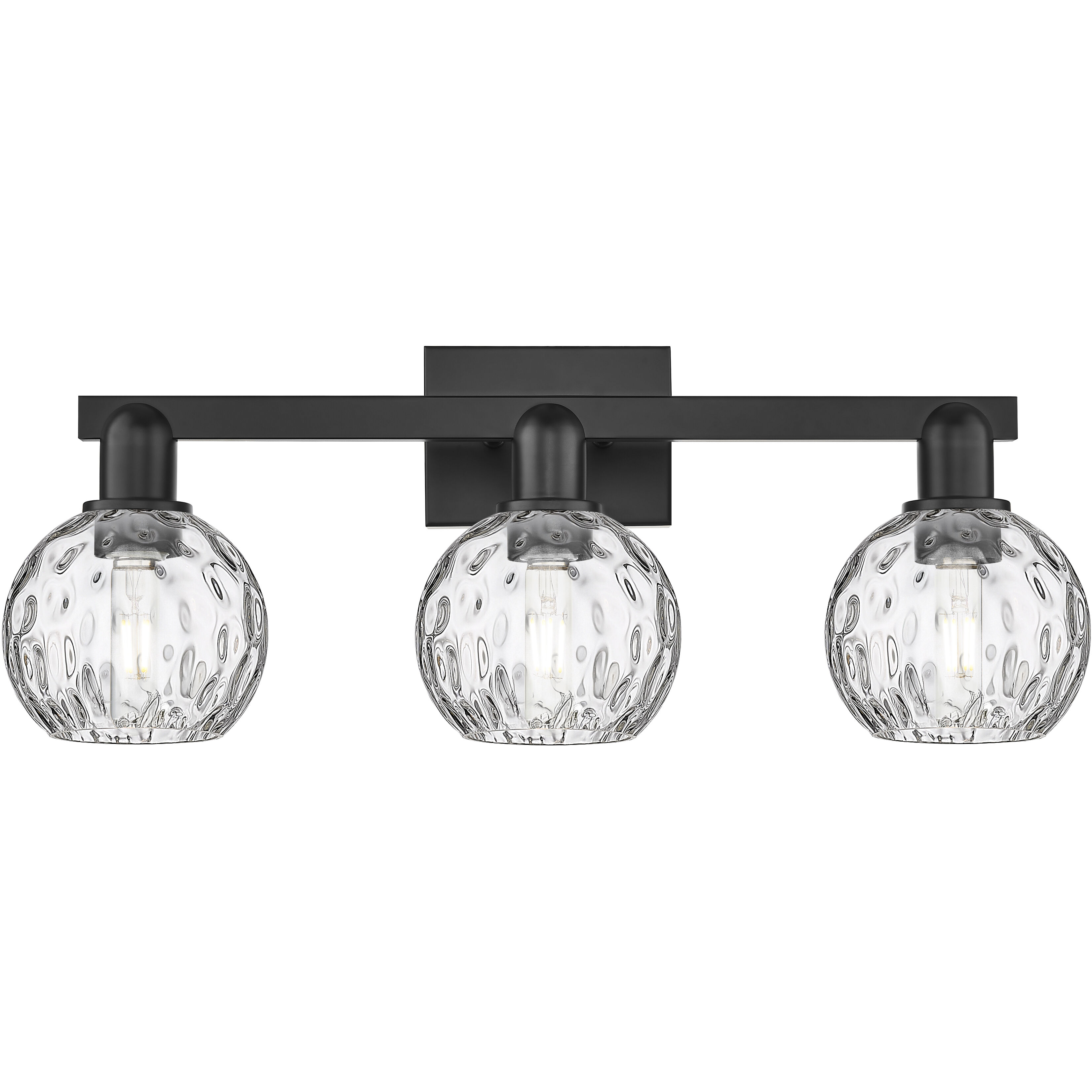 Arcadia Athens Water Glass 3 Light 25 inch Matte Black Bath Vanity Light Wall Light