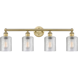 Cobbleskill 4 Light 32 inch Brushed Brass and Clear Bath Vanity Light Wall Light