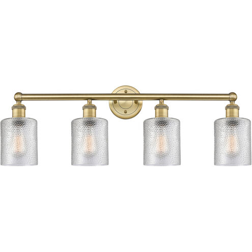 Cobbleskill 4 Light 32 inch Brushed Brass and Clear Bath Vanity Light Wall Light