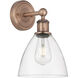 Bristol Glass Sconce Wall Light in Antique Copper, Clear