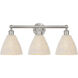 Edison Bristol Natural 3 Light 25.5 inch Brushed Satin Nickel Bath Vanity Light Wall Light