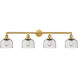 Franklin Restoration Large Bell LED 44 inch Satin Gold Bath Vanity Light Wall Light in Seedy Glass, Franklin Restoration