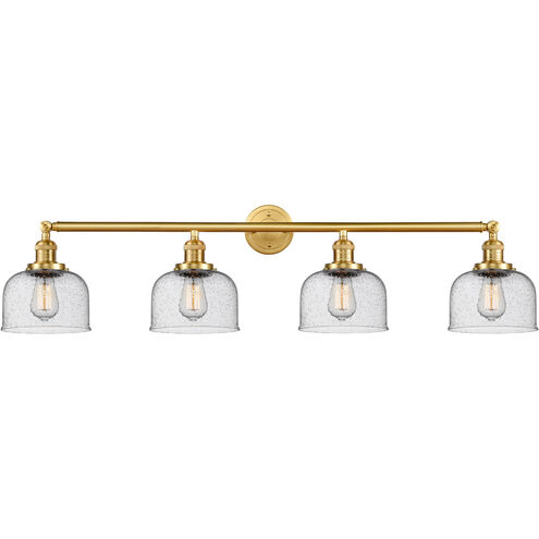 Franklin Restoration Large Bell LED 44 inch Satin Gold Bath Vanity Light Wall Light in Seedy Glass, Franklin Restoration