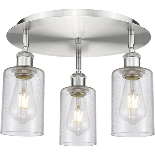 Clymer 3 Light 15.63 inch Satin Nickel Flush Mount Ceiling Light in Seedy
